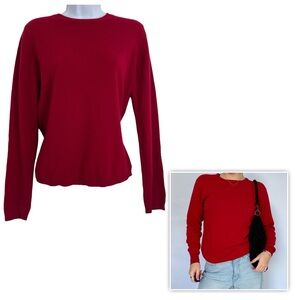 Valerie Stevens Sweater Women's 100% Cashmere Red Crew Neck Size S Long Sleeve